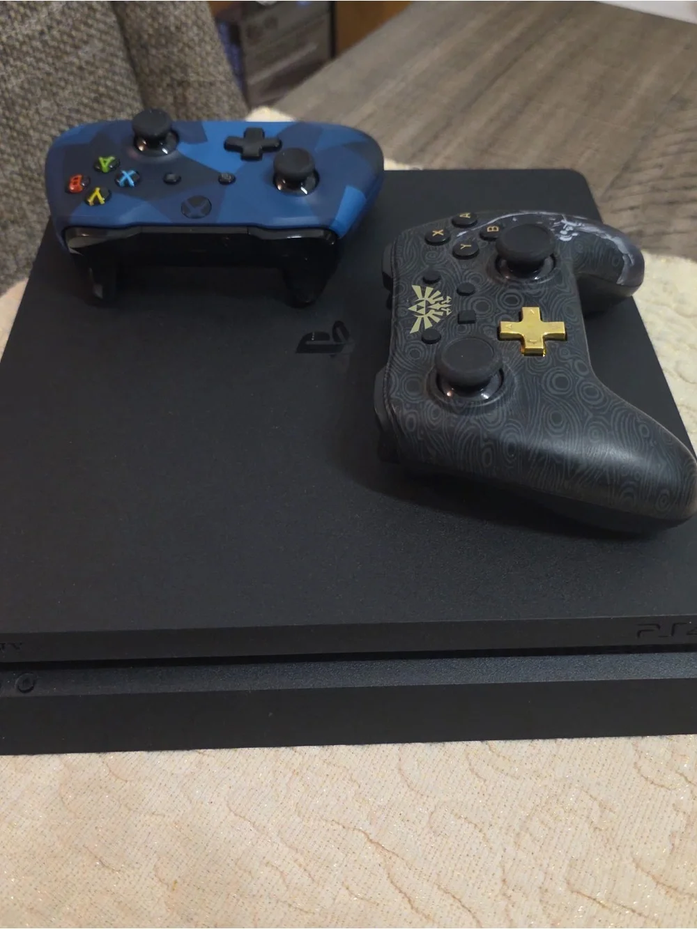 PlayStation4  Console with Black Finish and Dual Custom Controllers like New